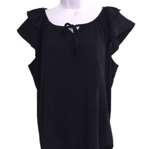 Suzy Shier Tops - Elegant Black Ruffle Sleeve Top